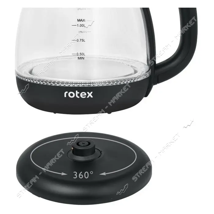 Электрочайник Rotex RKT80-B 1100Вт 1л стекло