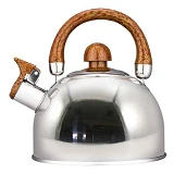 Чайник нержавійка 3л зі свистком нержавійка кришка ZB 001/3 коричнева ручка                         