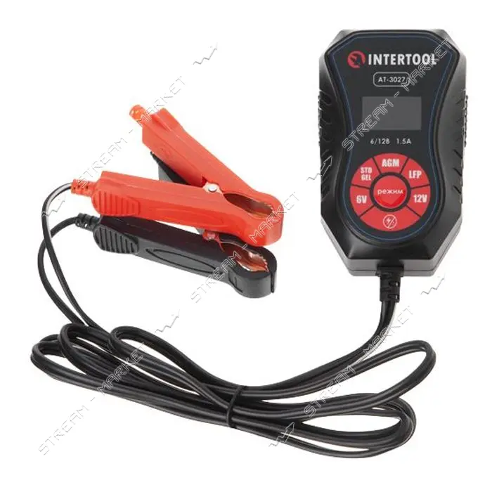 Зарядное устройство Intertool AT-3027 6/12В 1.5А 230В зимний режим дисплей                          
