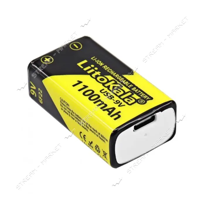 Аккумулятор крона LiitoKala USB-9V Li-ion 1100mAh 9V                                                