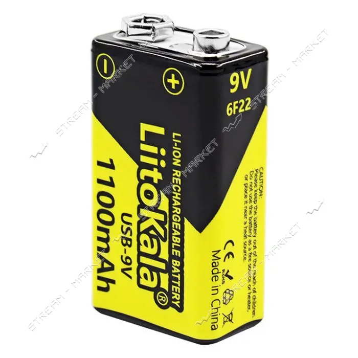 Аккумулятор крона LiitoKala USB-9V Li-ion 1100mAh 9V                                                