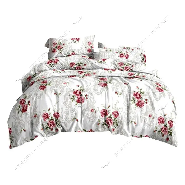 Постельное белье Textile House Бязь 65 200х220см евро бязь белый с розами                           