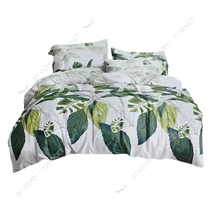 Постельное белье Textile House Бязь 65 150х210см полуторное зеленые листья                          