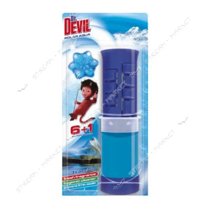 Гелевый точечный блок для унитаза Dr.Devil 3в1 Полярная вода 7 использований 45мл                   