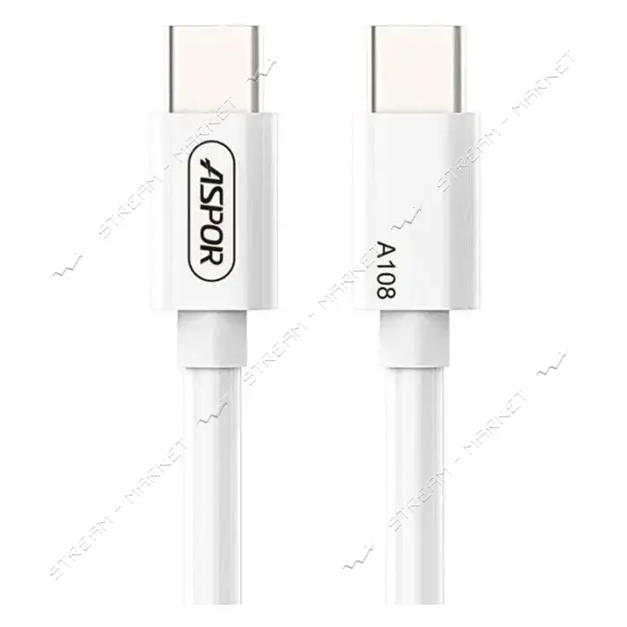 Кабель Aspor A108L PD Computer Fast Charge Type-C 100W 2м  белый type-c to type-c                   