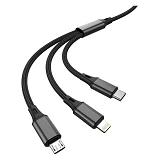 Кабель Aspor AC-23 3в1 Micro USB плюс Lightning плюс Tyre-C 1м черный