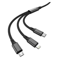 Кабель Aspor AC-23 3в1 Micro USB плюс Lightning плюс Tyre-C 1м черный                               
