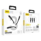 Кабель Aspor AC-23 3в1 Micro USB плюс Lightning плюс Tyre-C 1м черный