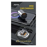 Автомобильное зарядное устройство Aspor A908 блочок QC плюс PD 30W USB/USB-C Mini графит            