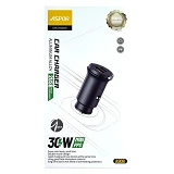 Автомобильное зарядное устройство Aspor A908 блочок QC плюс PD 30W USB/USB-C Mini графит            