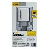 Сетевое зарядное устройство Aspor A803 USB/18W плюс USB кабель Micro белое