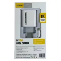 Сетевое зарядное устройство Aspor A803 USB/18W плюс USB кабель Micro белое