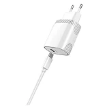 Сетевое зарядное устройство Aspor A815 PD QC3.0 20W PD плюс USB кабель Type-C to Lighting белое     