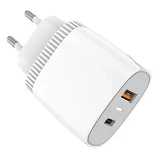 Сетевое зарядное устройство Aspor A816 USB/USB-C/3A/20W плюс кабель Type-C-Type-C белое