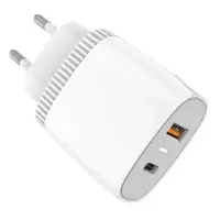 Сетевое зарядное устройство Aspor A816 USB/USB-C/3A/20W плюс кабель Type-C-Type-C белое             