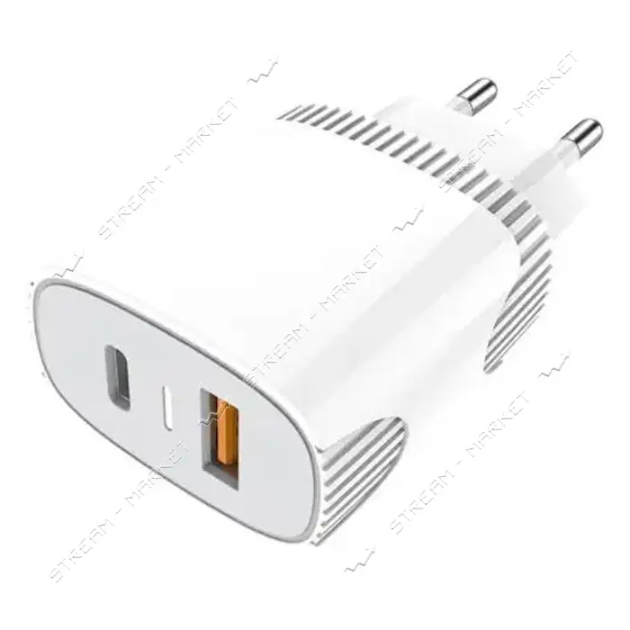 Сетевое зарядное устройство Aspor A816 USB/USB-C/3A/20W белое                                       