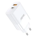 Сетевое зарядное устройство Aspor A851 65W PD QC USB C плюс A белое