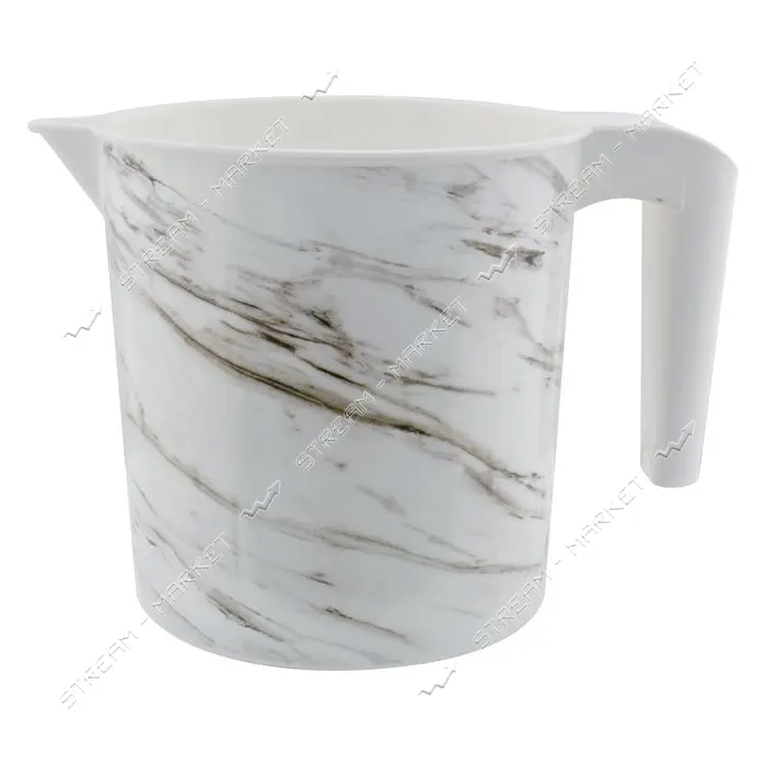 Кружка мерная пластиковая для пищевых продуктов DECOR 1.4л белый мрамор с фоторисунком Турция