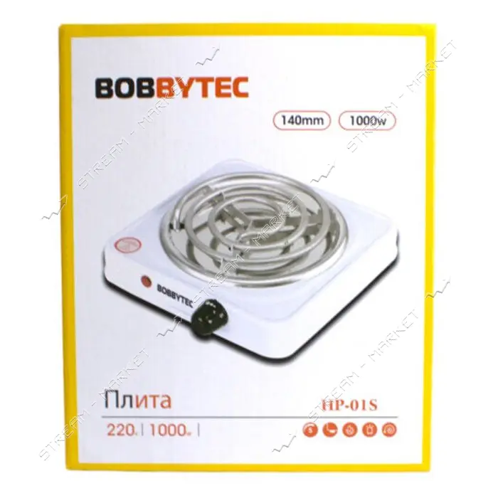 Электроплита Bobbytec HP-01S 1000Вт 1 конфорка тэн белый