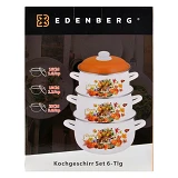 Набор кастрюль Edenberg эмаль Succulents 3-пр 1.6/2.3/3л индукция EB-1886                           