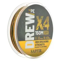 Шнур SAPFIR DREW X4 150мх0.12мм тест 9.4кг                                                          