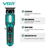 Триммер VGR V-900 4 насадки LED display 7000 RPM зеленая                                            
