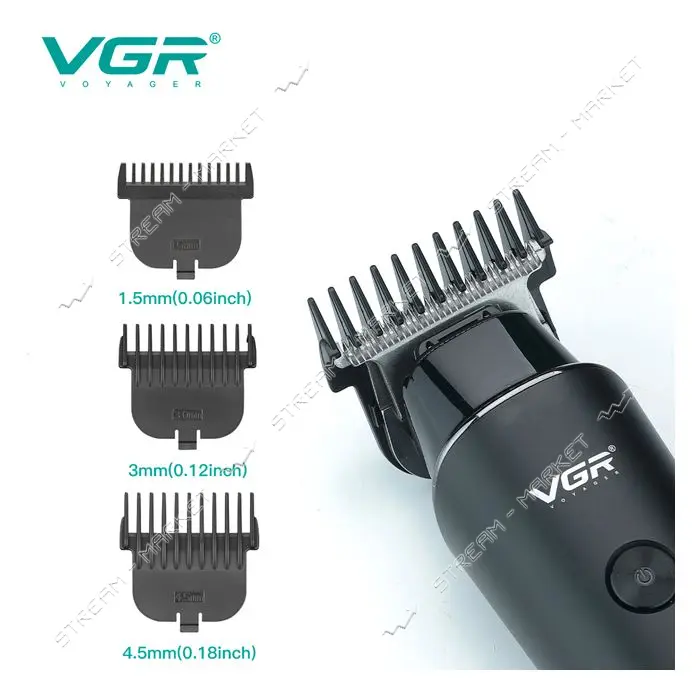 Триммер VGR V-937 3 насадки LED display