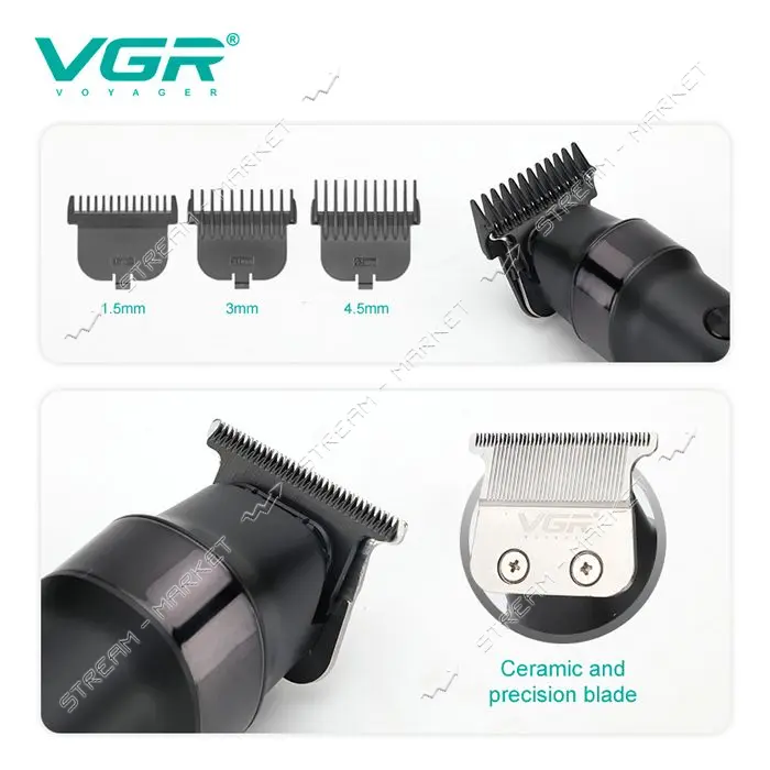 Триммер VGR V-987 3 насадки LED display