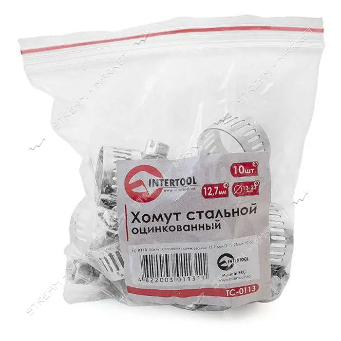 Хомут стальной оцинкованный Intertool TC-0113 12.7мм d13-23мм