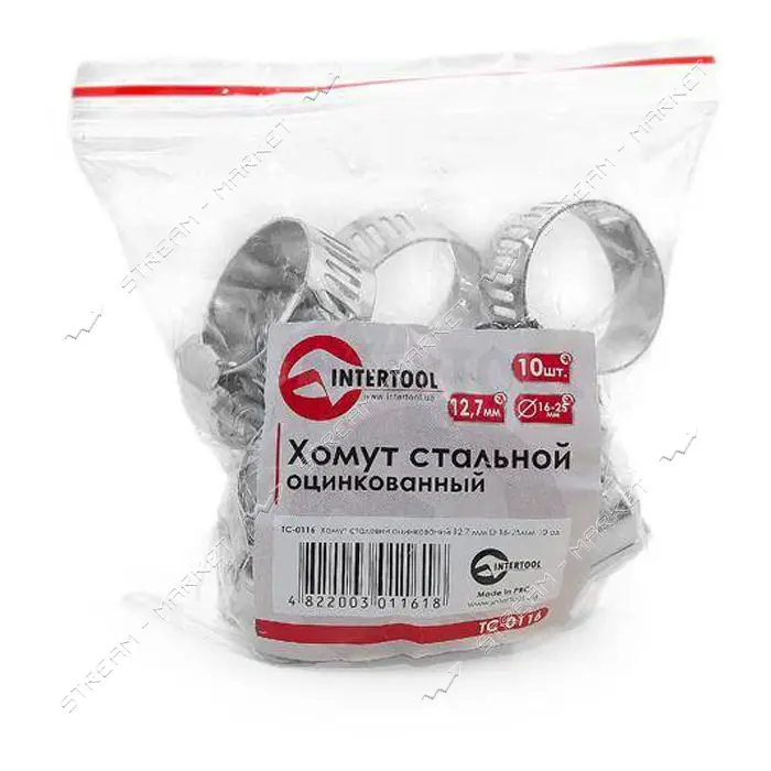Хомут стальной оцинкованный Intertool TC-0116 12.7мм d16-25мм