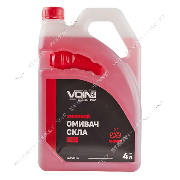Омыватель для стекла Voin зимний -12 4л Вишня канистра с лейкой                                     