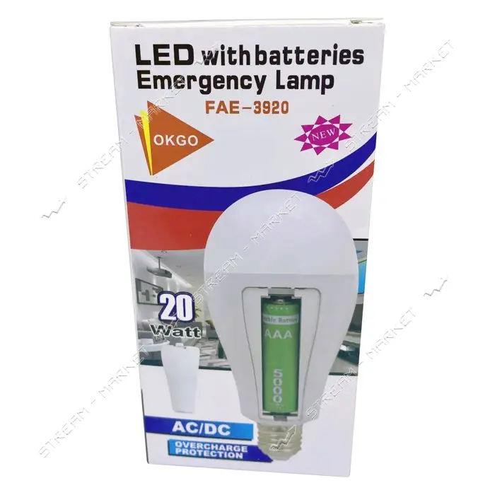 Лампа светодиодная LED аккумуляторная 20W-E27-220V-6500K