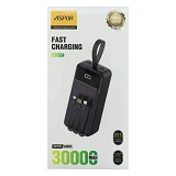 Портативное зарядное устройство Aspor A317 Fast Charge 30000mAh 22.5W плюс 3 кабеля черный