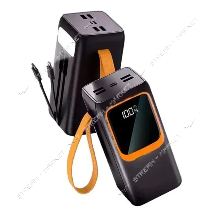 Портативное зарядное устройство Aspor A319 PD 50000mAh 22.5W/20W PD плюс 3 кабеля черный