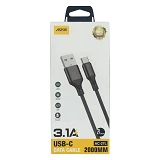 Кабель Aspor AC-27L Type-C 3.1A/2м Textile черный