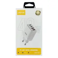 Сетевое зарядное устройство Aspor A833 PD FC 40W 2USB-C плюс 2USB-A белый