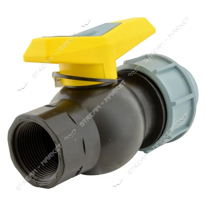 Кран шаровый цельнолитой ПНД STP D40 ЗВ 40х1-1/4" PP