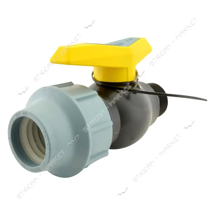 Кран шаровый цельнолитой ПНД STP D40 ЗН 40х1-1/4" PP                                                