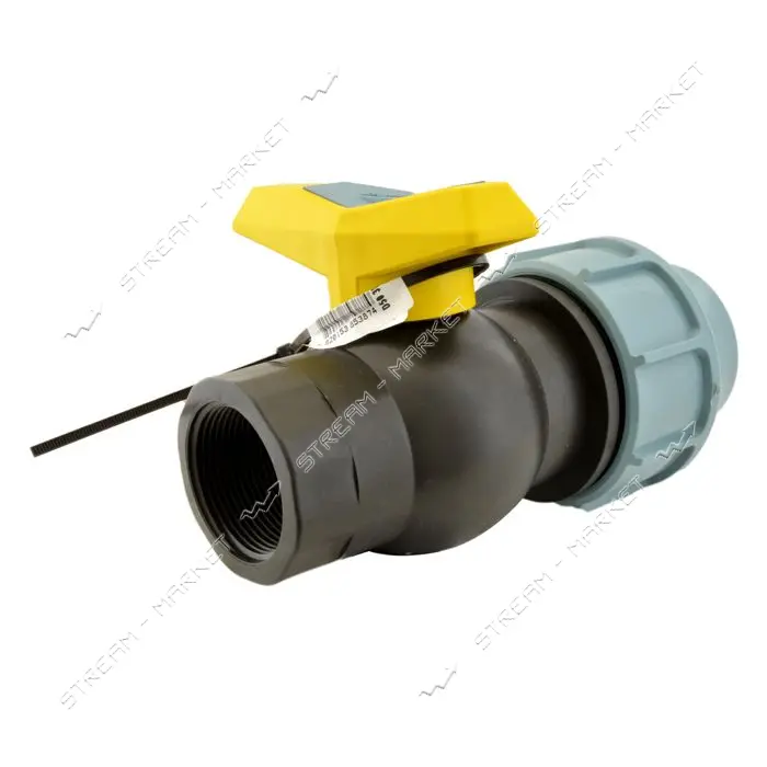 Кран шаровый цельнолитой ПНД STP D50 ЗВ 50х1-1/2" PP