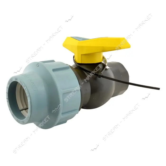 Кран шаровый цельнолитой ПНД STP D50 ЗВ 50х1-1/2" PP