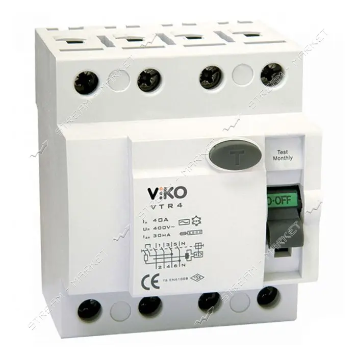 Дифференциальный автомат Viko 4C 32А 30мА АС серия C магнит