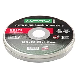 Диск отрезной по металлу Apro 829084 профи 125х1.2мм черный