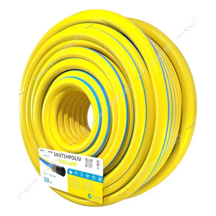 Шланг для полива Santehpoliv трехслойный 1" 50м YELLOW                                              