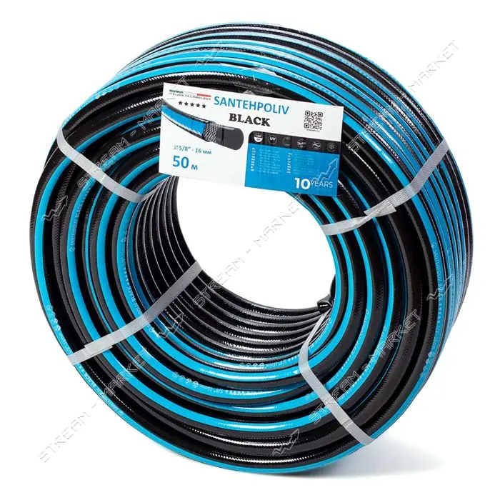 Шланг для полива Santehpoliv трехслойный 5/8" 50м BLACK