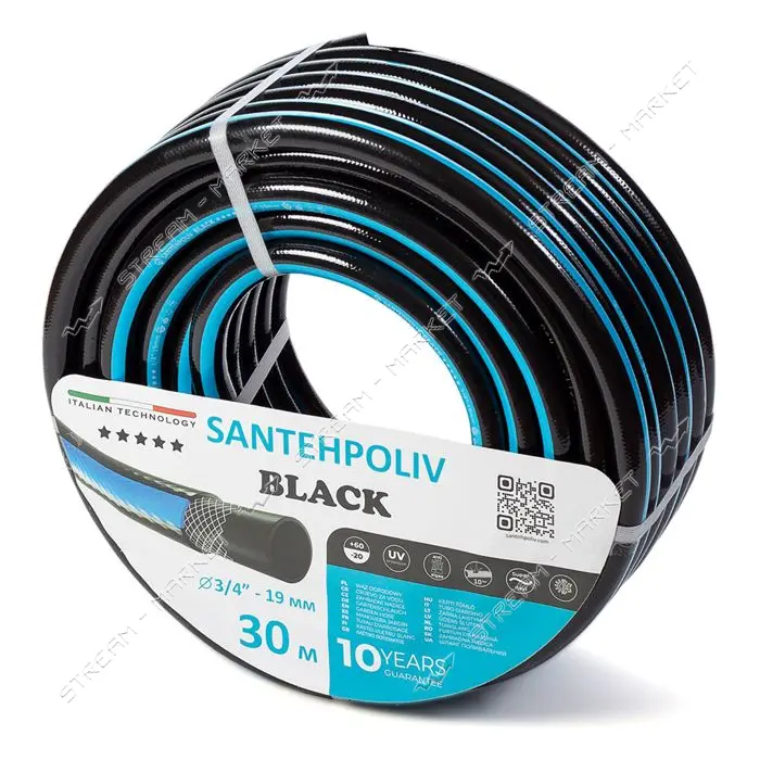 Шланг для полива Santehpoliv трехслойный 3/4" 30м BLACK                                             
