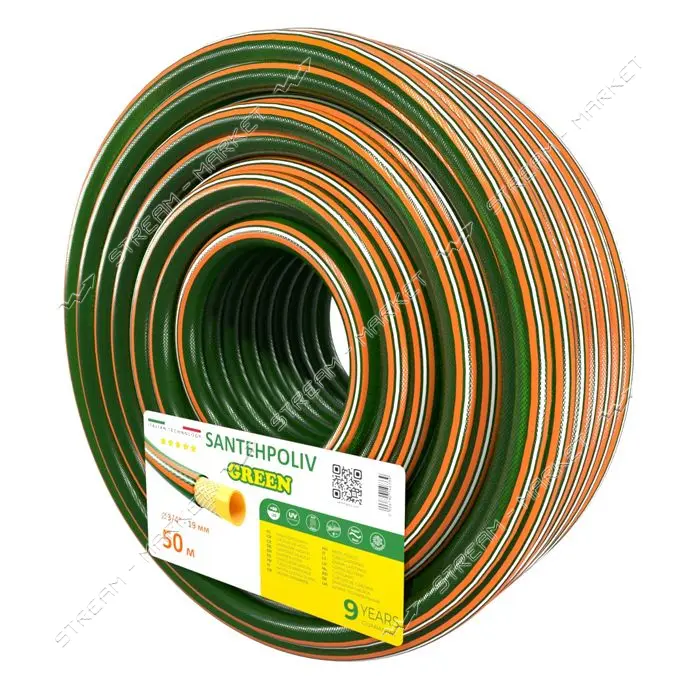 Шланг для полива Santehpoliv трехслойный 3/4" 50м GREEN