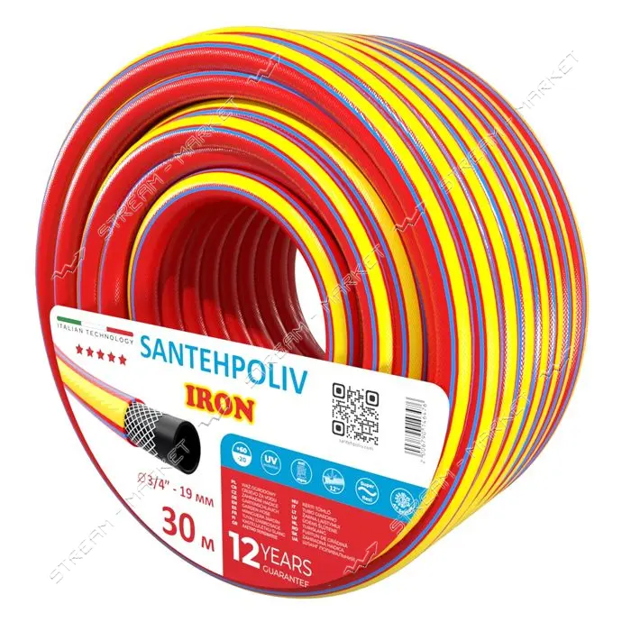 Шланг для полива Santehpoliv трехслойный 3/4" 30м IRON
