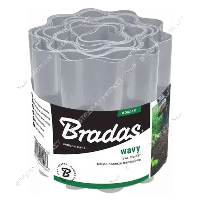 Бордюр садовый Bradas OBFLGY 0910 волнистый 10смх9м светло-серый