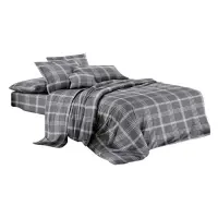 Постельное белье Textile House бязь 65 200х220см евро серая шотландка                               