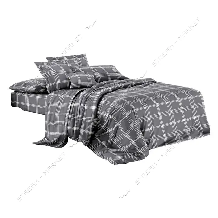 Постельное белье Textile House бязь 65 150х210см полуторное серая шотландка                         